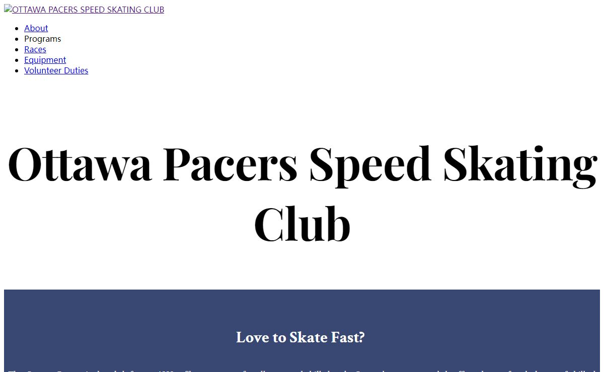 OTTAWA PACERS SPEED SKATING CLUB - WELCOME