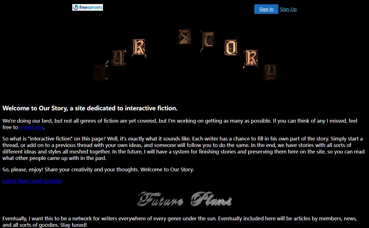 Our Story, the Interactive Fiction Home