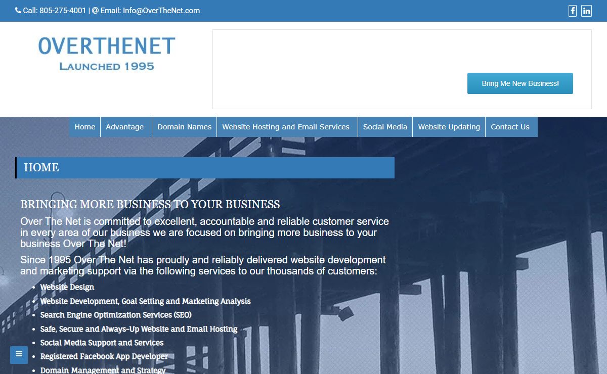 Home - Over The Net since 1995 brings more business to your business!