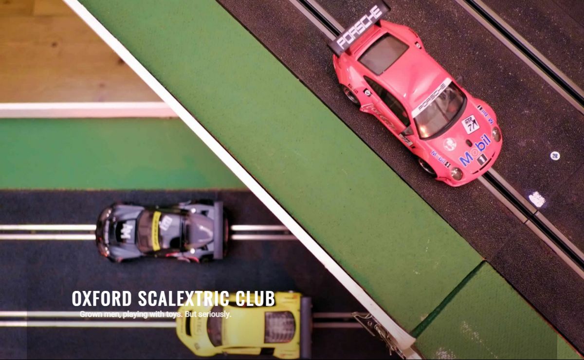 Oxford Scalextric Club – Grown men, playing with toys. But seriously.
