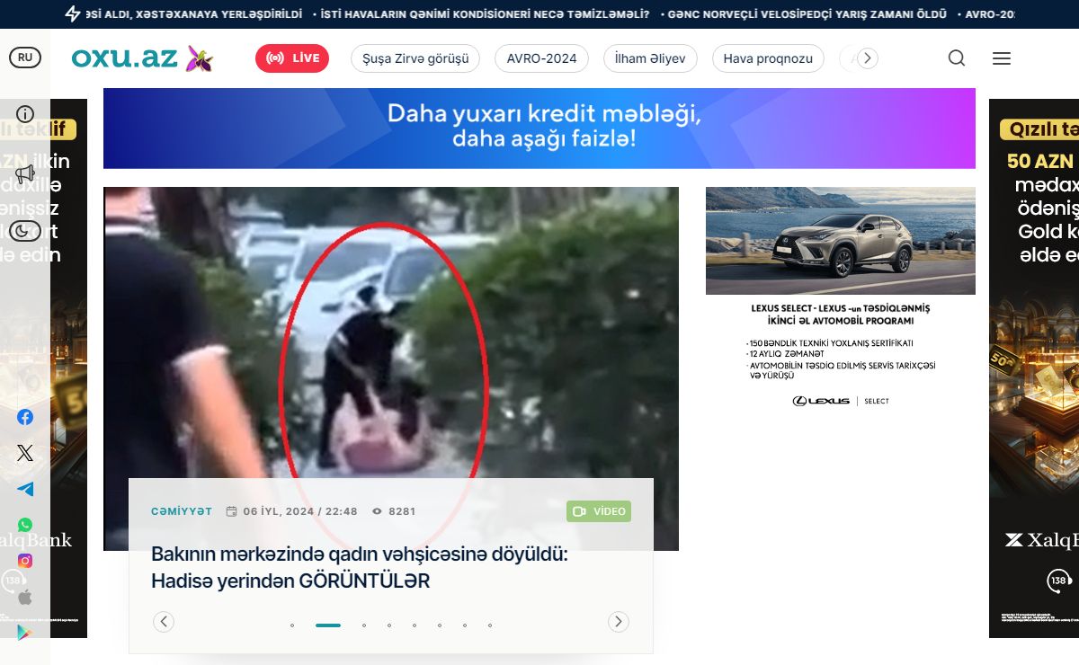 Oxu.az Xəbər Saytı - Son xəbərlər, Azərbaycanda və Dünyada baş verən ən aktual hadisələr