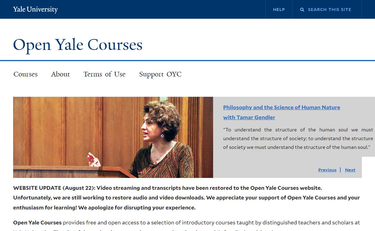 Welcome | Open Yale Courses