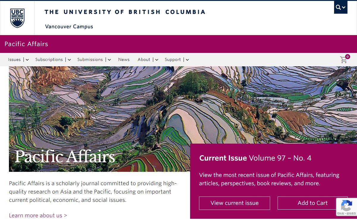 Pacific Affairs (UBC Journal) | An International Review of Asia and the Pacific