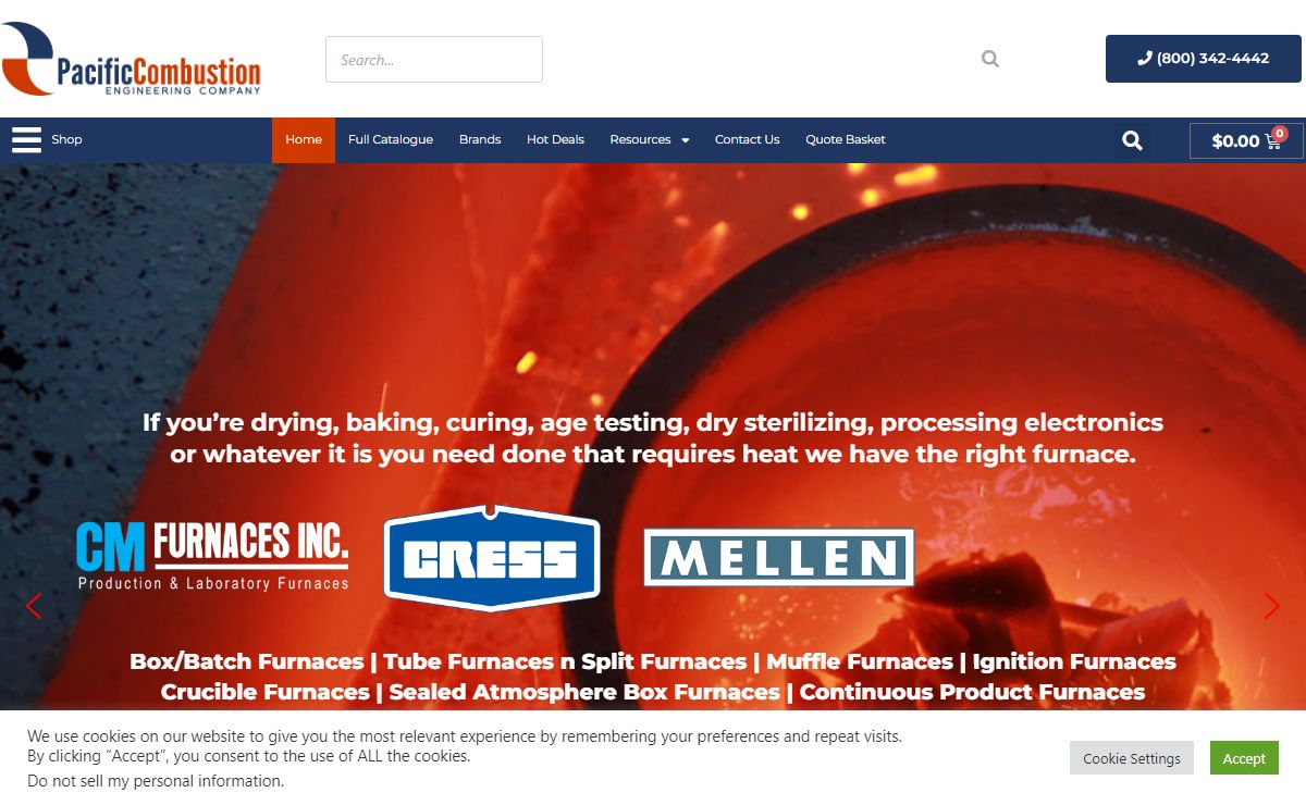 Pacific Combustion - Laboratory furnace, industrial chillers, high temperature ovens, 600c ovens, tube furnaces
