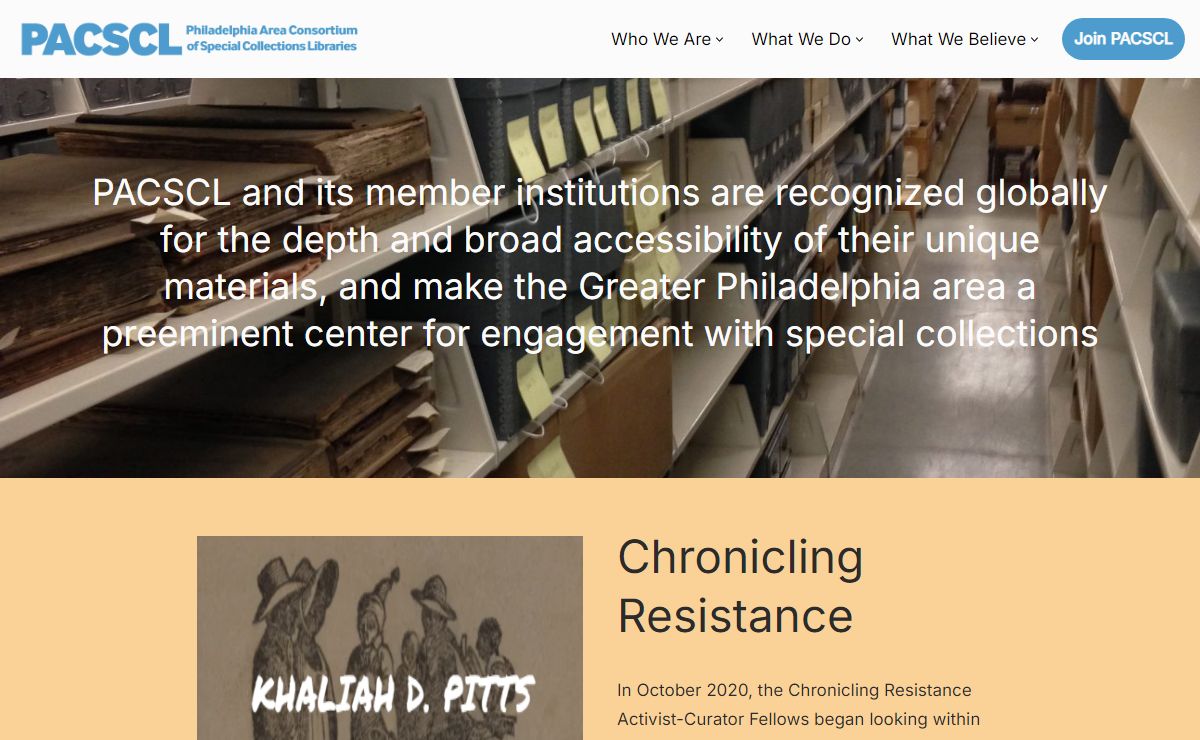 PACSCL – Philadelphia Area Consortium of Special Collections Libraries