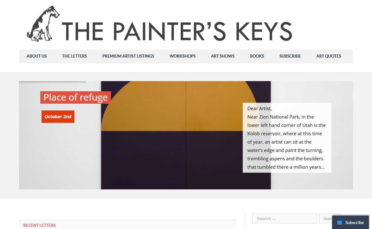 The Painters Keys — Online art resource that provides an art newsletter, directory, shows and workshops calendar, quotes, books, and more information for artists