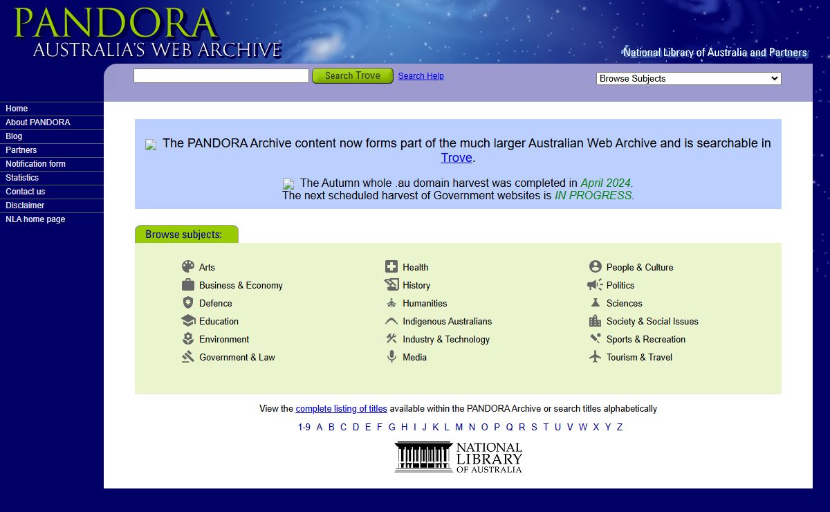 PANDORA Web Archive