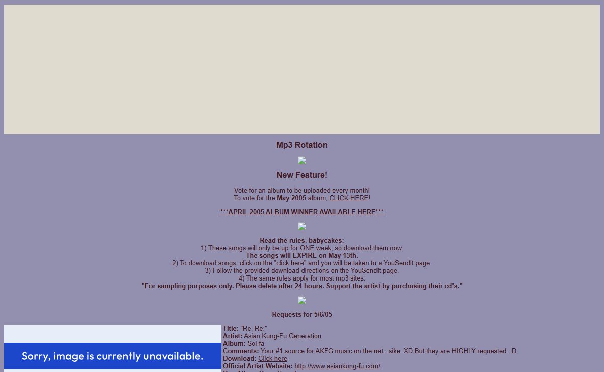 Speculate --> Mp3 Rotation -> May 6th, 2005