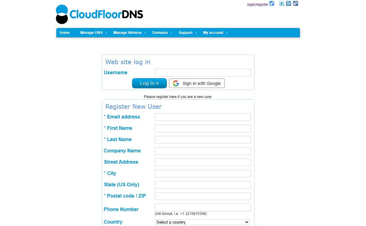 CloudFloor DNS - Secure login