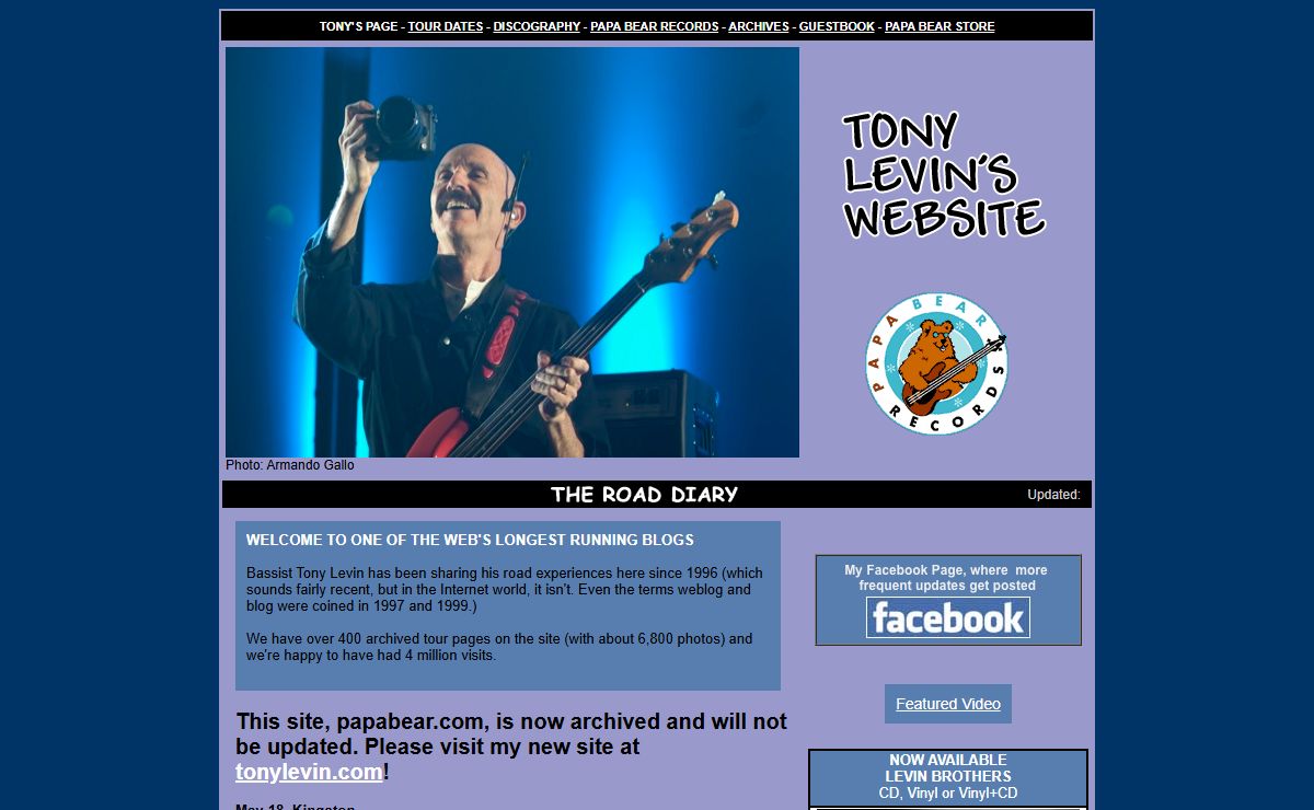Tony Levin's Road Diary