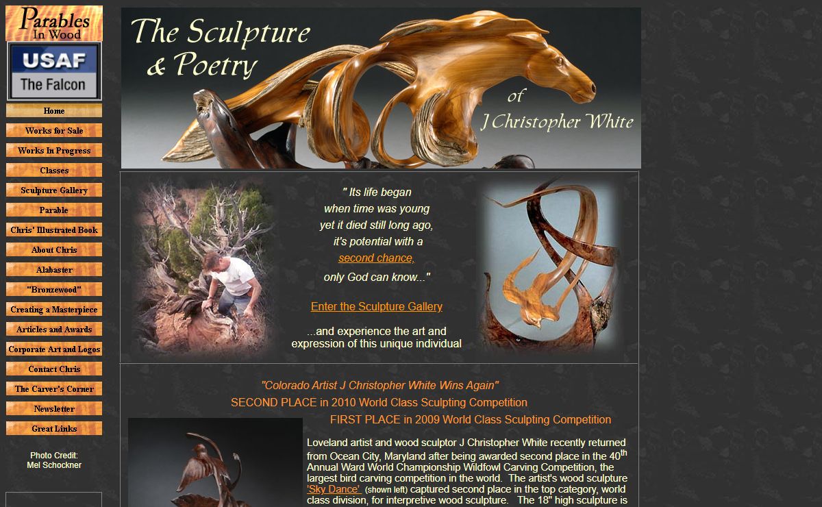 the wood sculpture and poetry of j christopher white
