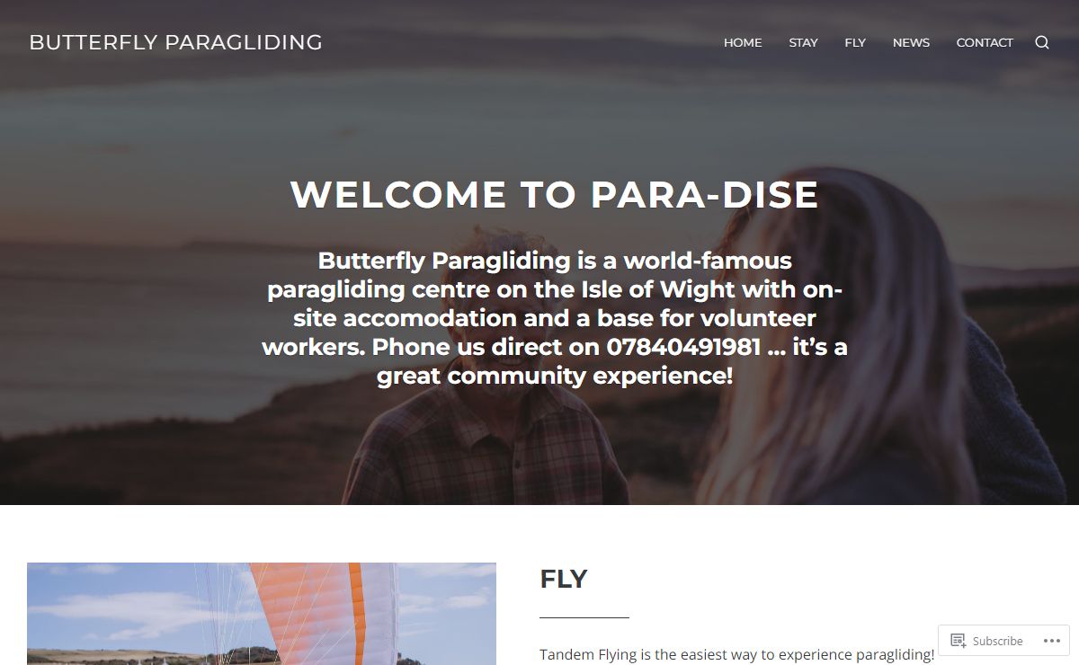 Butterfly Paragliding – stay and fly with us on the isle of wight