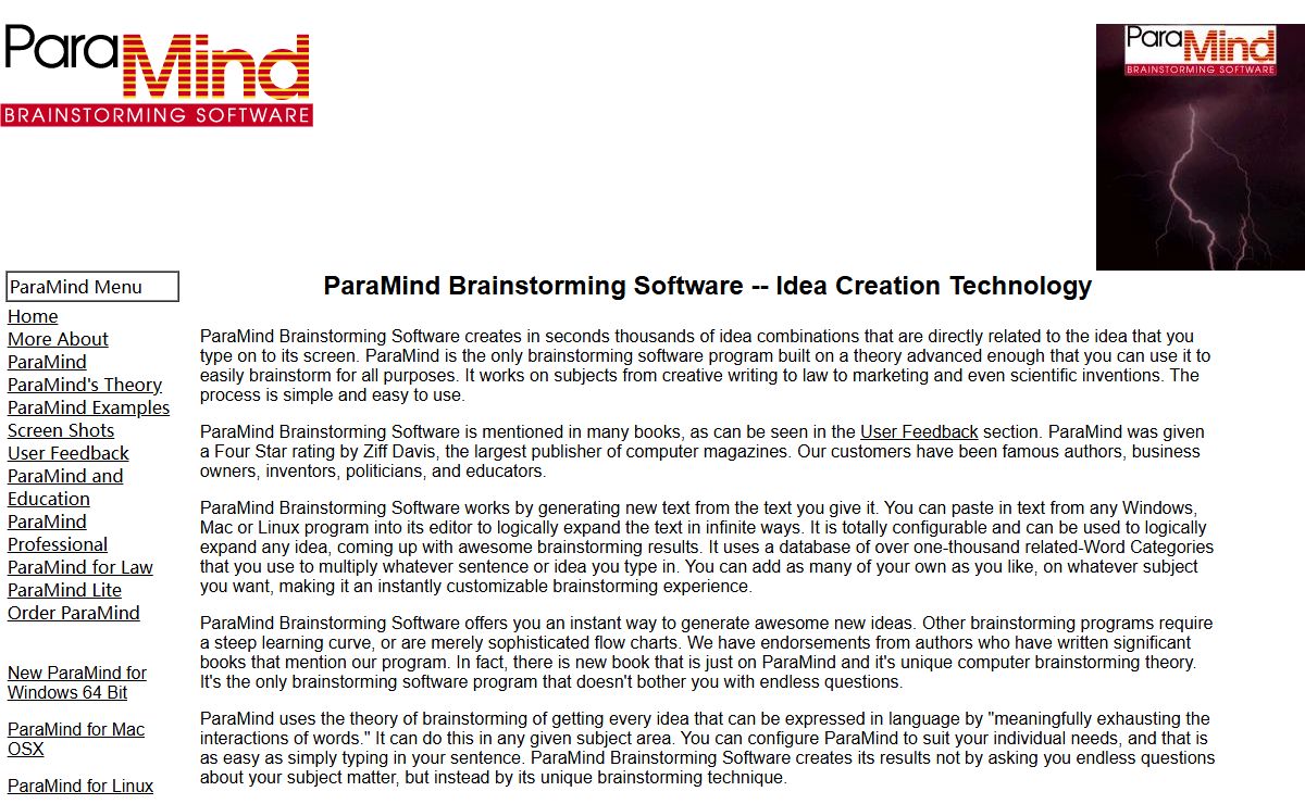 ParaMind Brainstorming Software -- Idea Creation/Creative Writing Technology