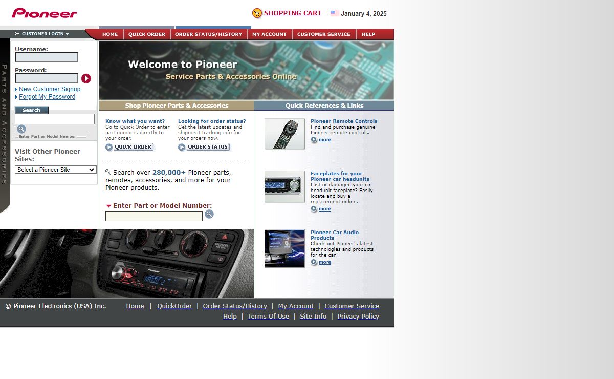 Pioneer Electronics (USA) Inc. - Genuine Pioneer Parts, Accessories, Faceplates, Remotes & More!