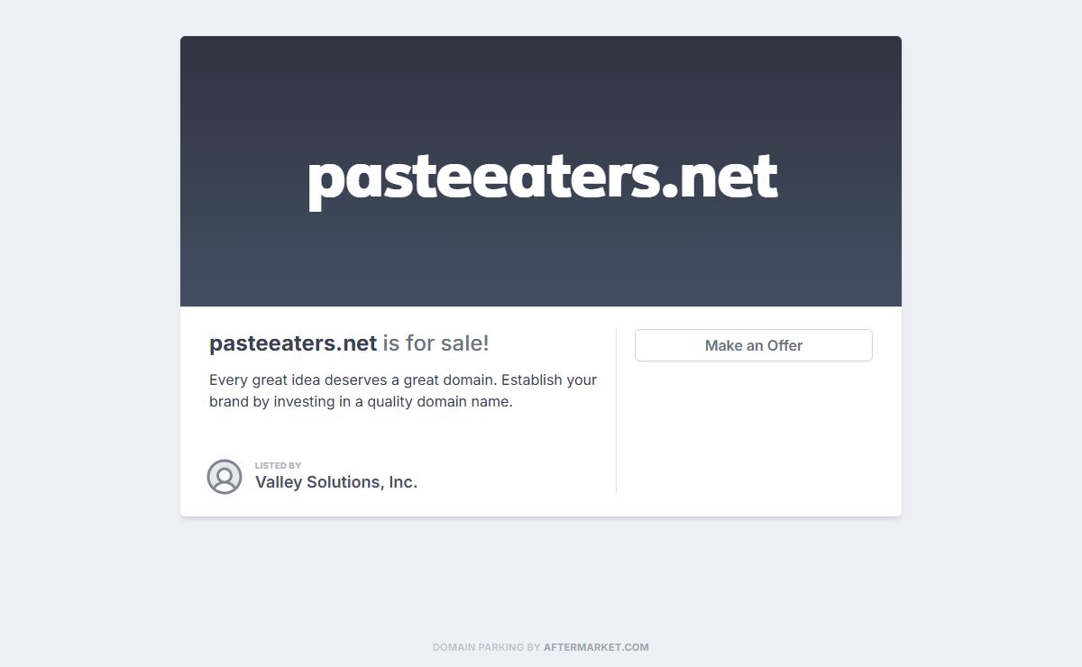 Aftermarket.com | The domain pasteeaters.net is for sale!
