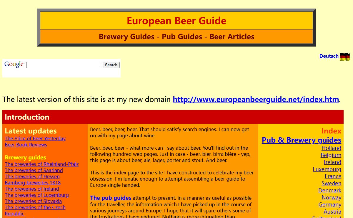 European Beer Guide: Pubs, Bars, Beerhalls, Beer Gardens and Breweries throughout Europe