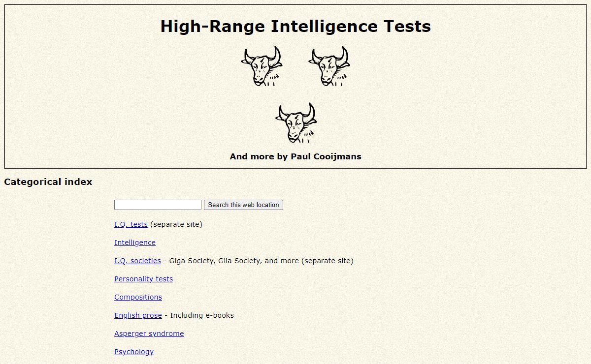 High-Range Intelligence Tests - And more by Paul Cooijmans