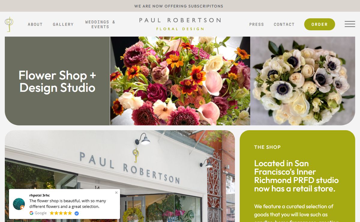 Paul Robertson Floral Design – Bay Area / San Francisco Floral Design + Retail Shop