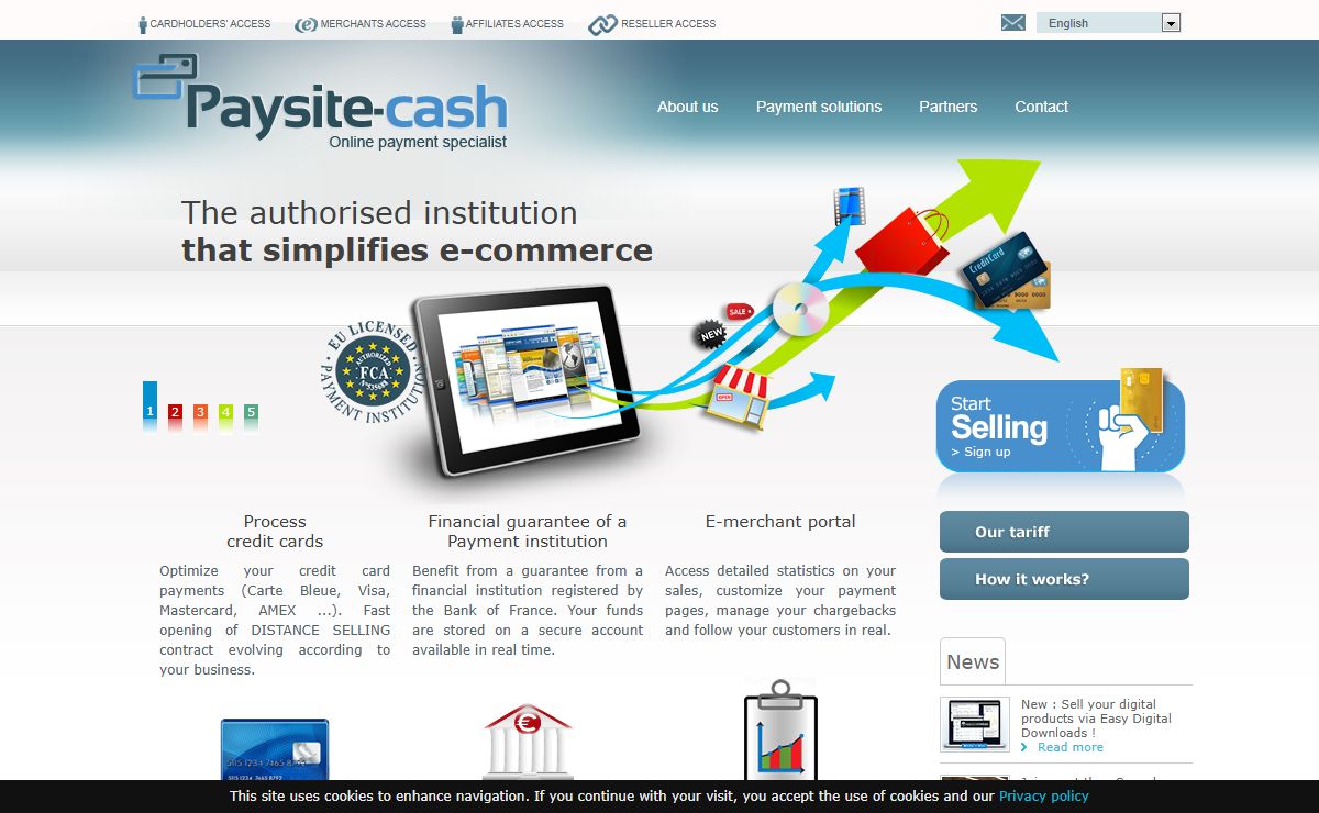 Paysite-cash, secure e-commerce payment solution