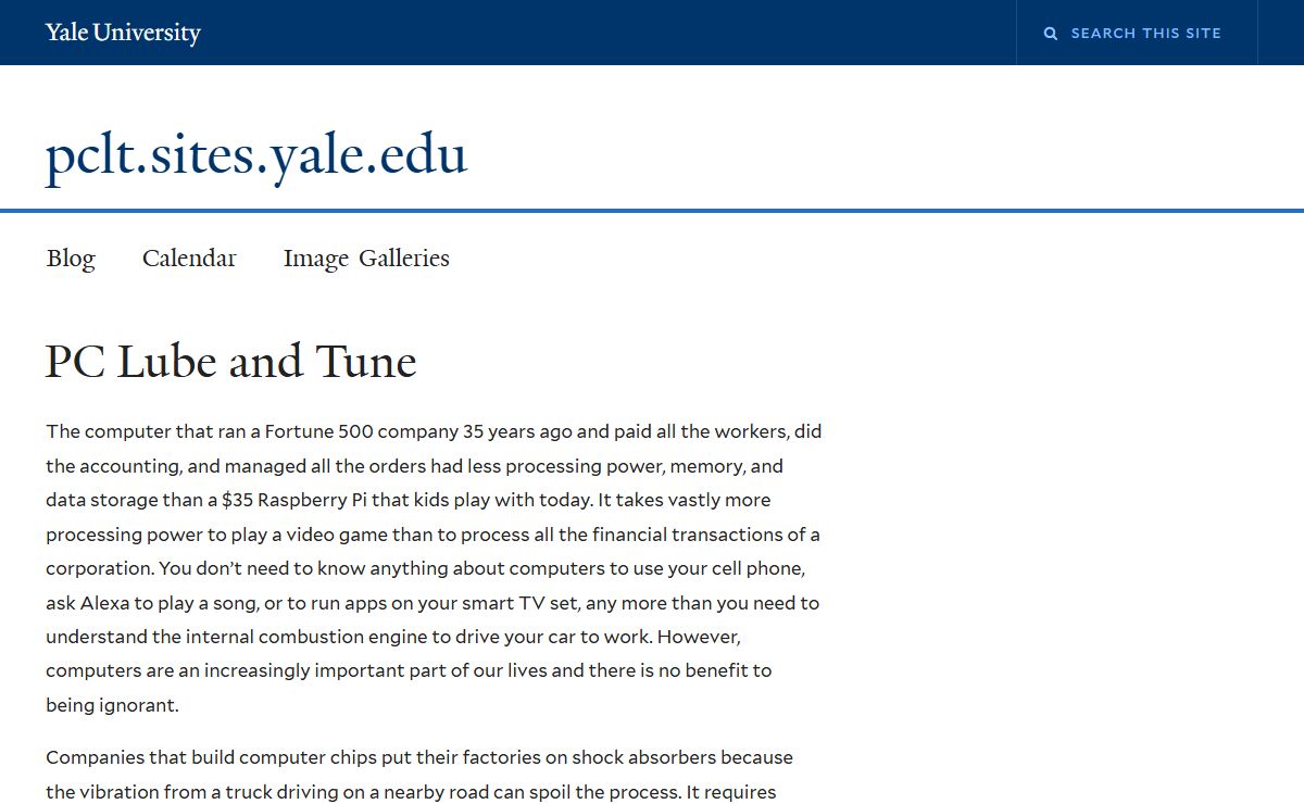 PC Lube and Tune | pclt.sites.yale.edu