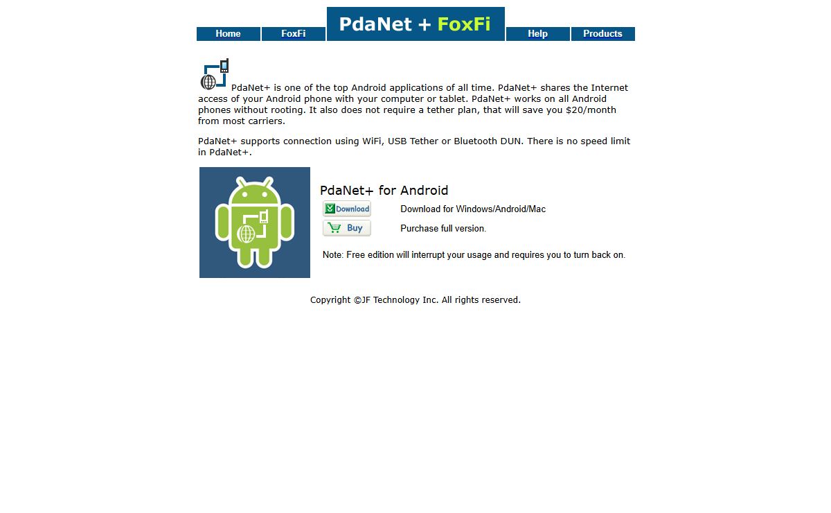 PdaNet+ -- Internet Sharing for Android