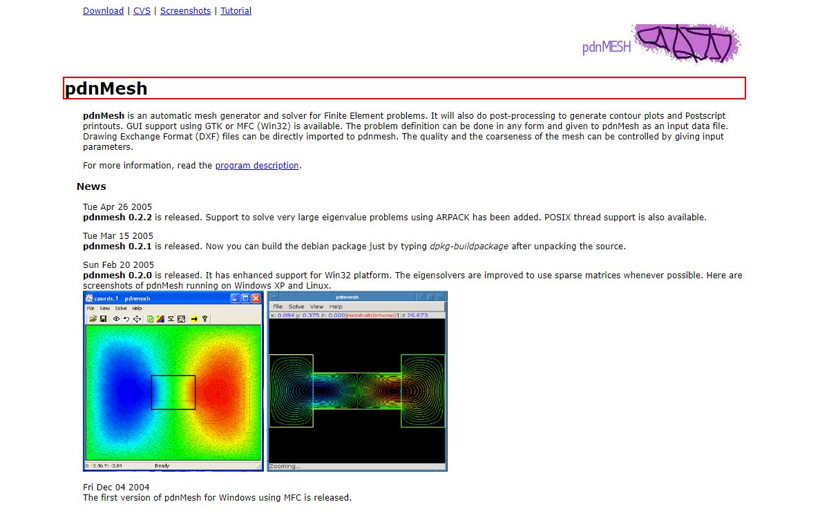 pdnmesh: finite element program