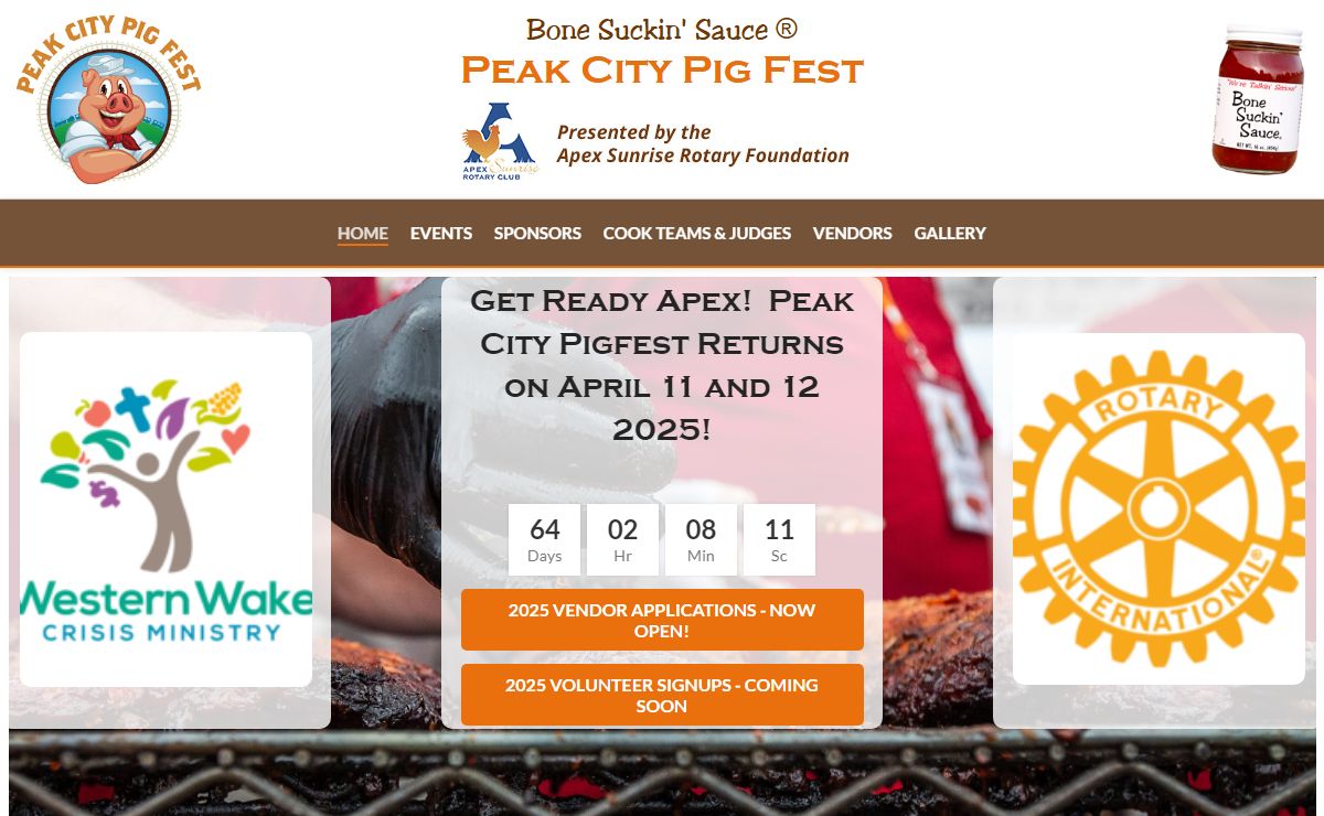 Peak City Pig Fest | Apex Sunrise Rotary – Sponsored by Bone Suckin' Sauce®