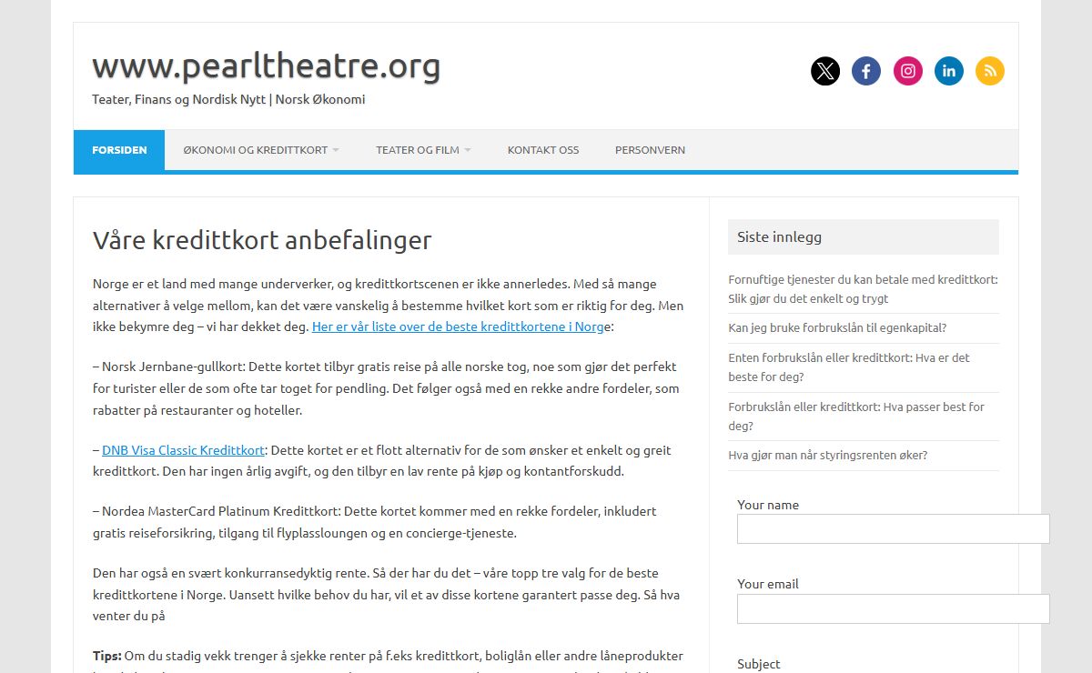 www.pearltheatre.org – Teater, Finans og Nordisk Nytt | Norsk Økonomi