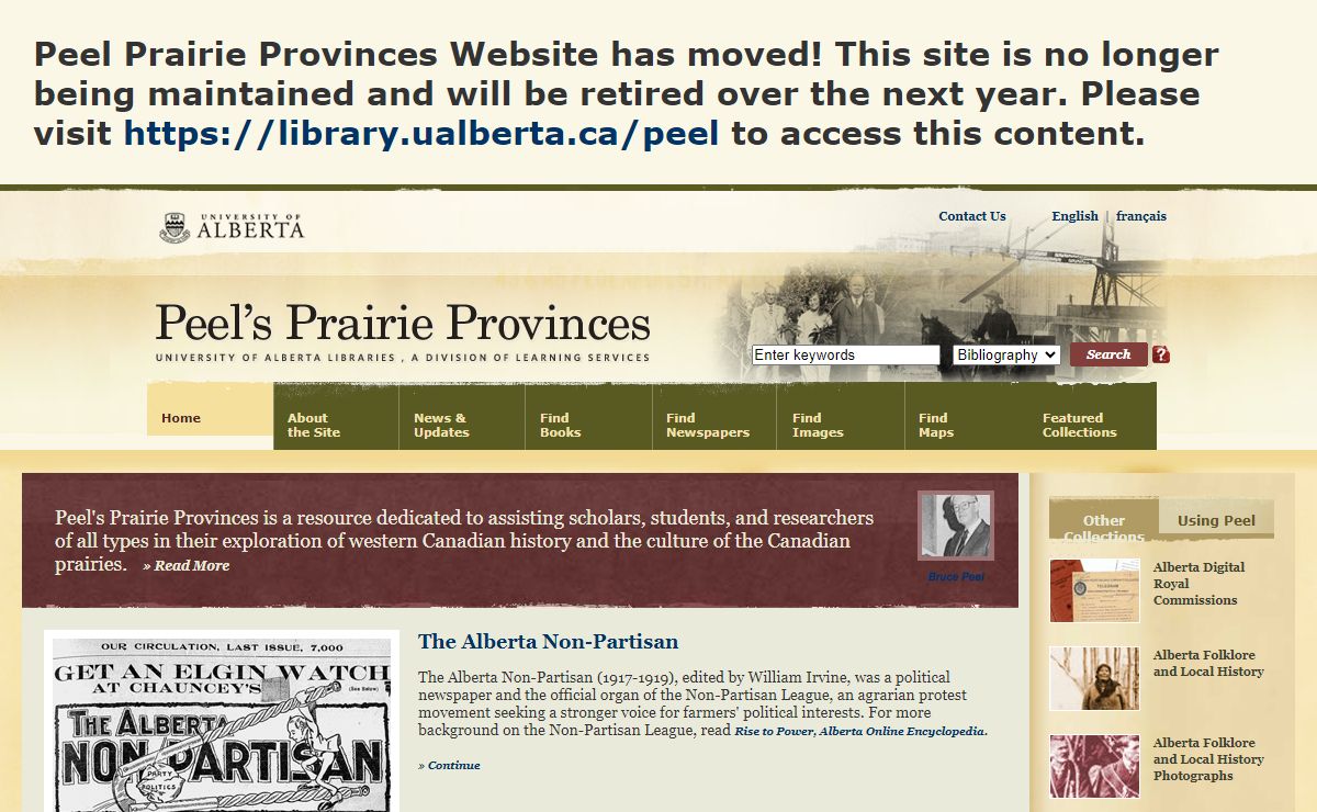 Peel's Prairie Provinces - Sources for Western Canada and Western Canadian History
