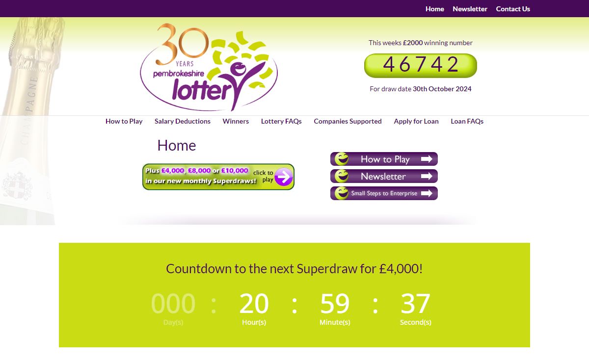 Pembrokeshire Lottery | New Monthly Superdraws
