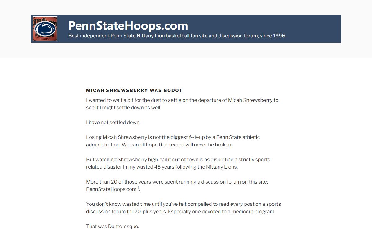 Micah Shrewsberry was Godot - PennStateHoops.com