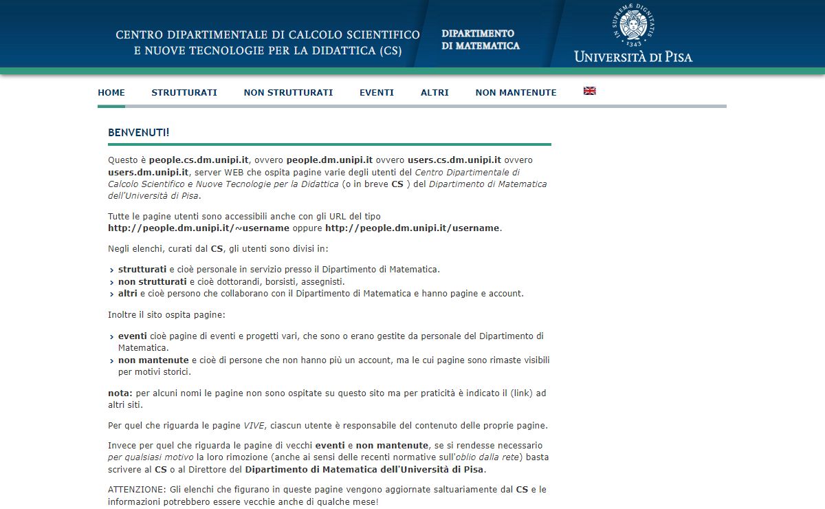 Università di Pisa: Dipartimento di Matematica: Centro di Calcolo Scientifico