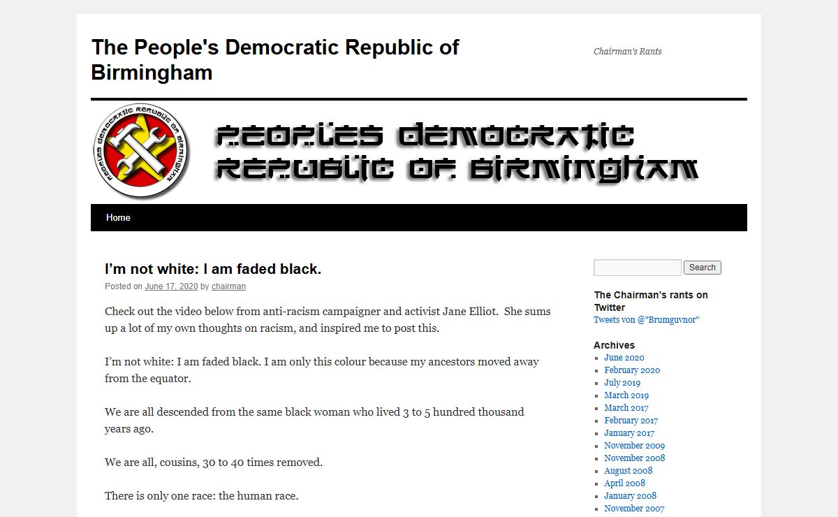 The People's Democratic Republic of Birmingham | Chairman's Rants