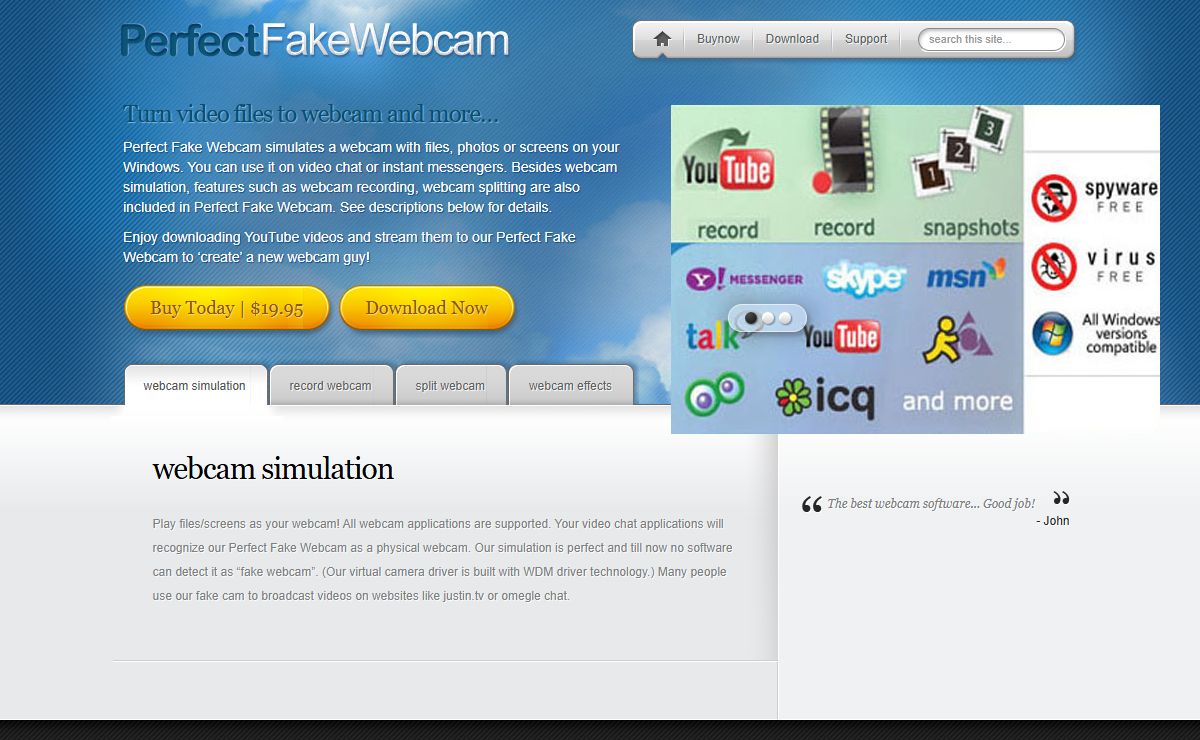 Perfect Fake Webcam - Fake Webcam Software for video chat