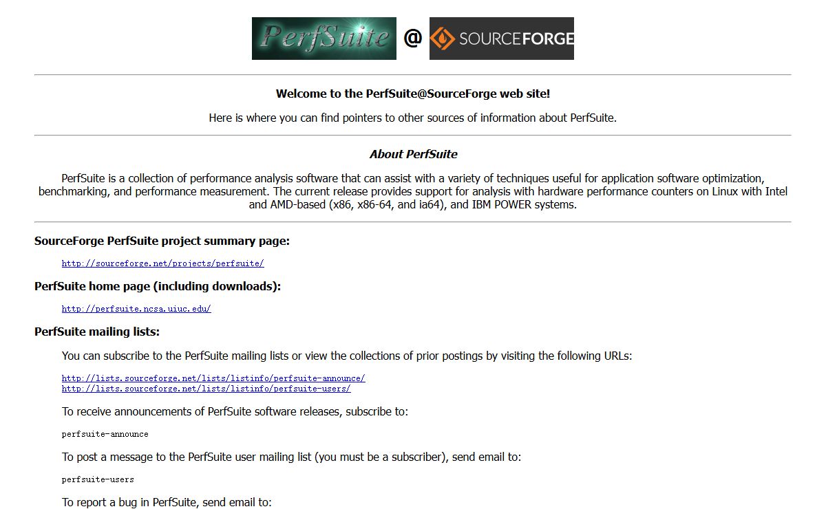 PerfSuite at SourceForge