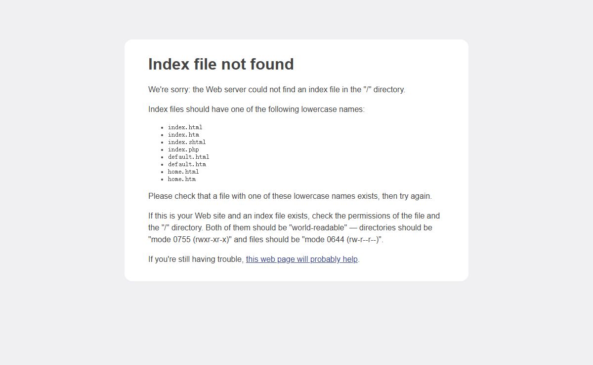 Index file not found