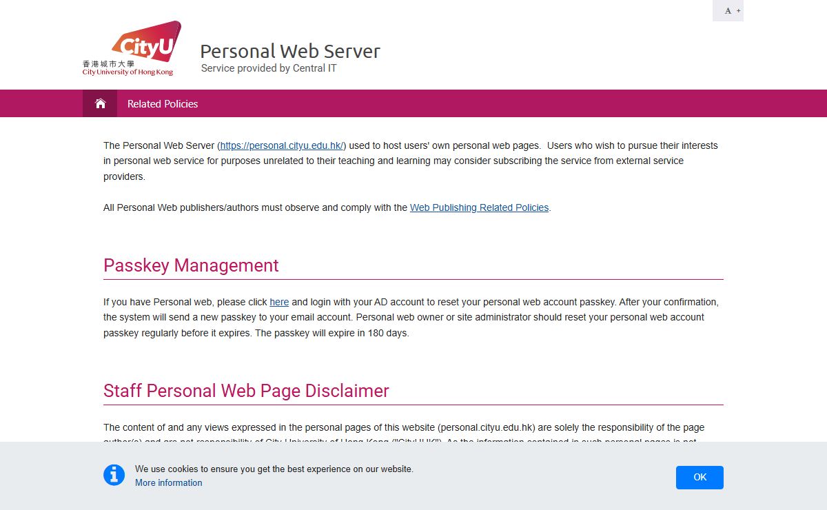 Home Page of City University Personal Web