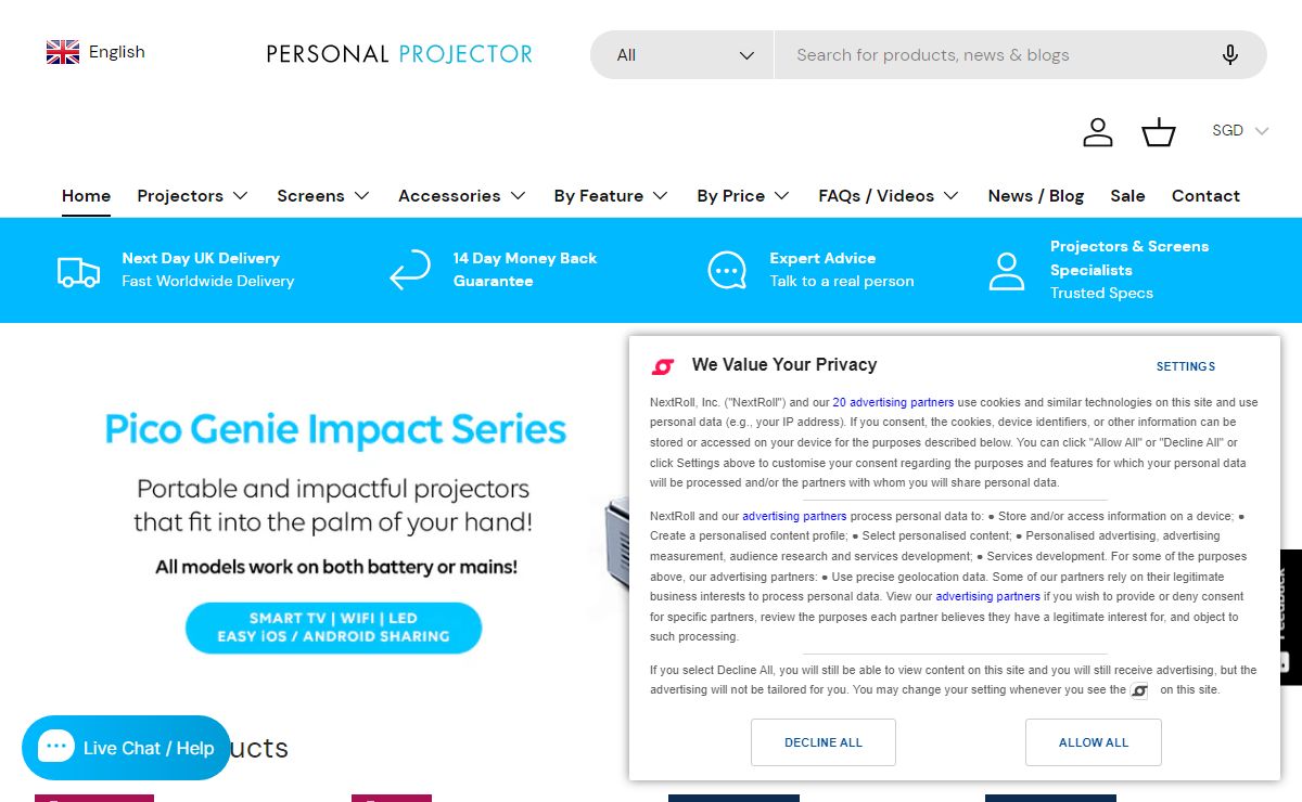 Personal Projector - Wide range of projectors, screens and accessories