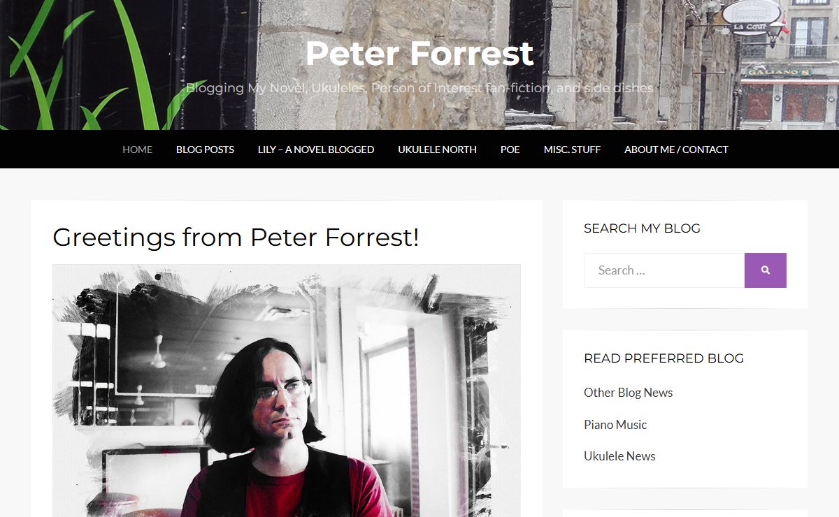 Peter Forrest – Blogging My Novel, Ukuleles, Person of Interest fan-fiction, and side dishes