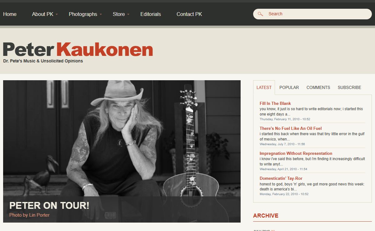 PETER KAUKONEN | Dr. Pete's Music & Unsolicited Opinions