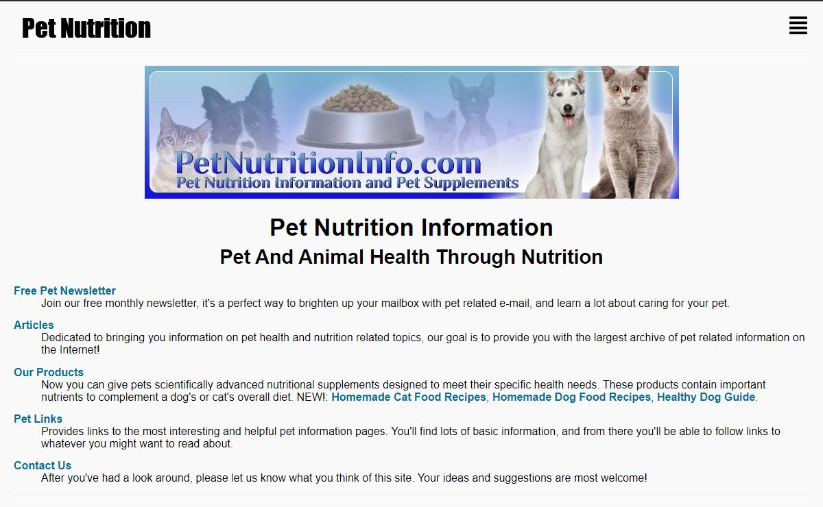 Pet Nutrition - Pet and Animal Health Through Nutrition