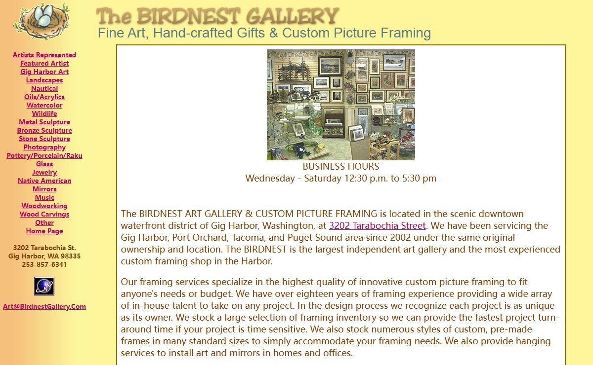 The Birdnest Art Gallery - Hand-crafted Art, Gifts & Framing - Gig Harbor, Washington