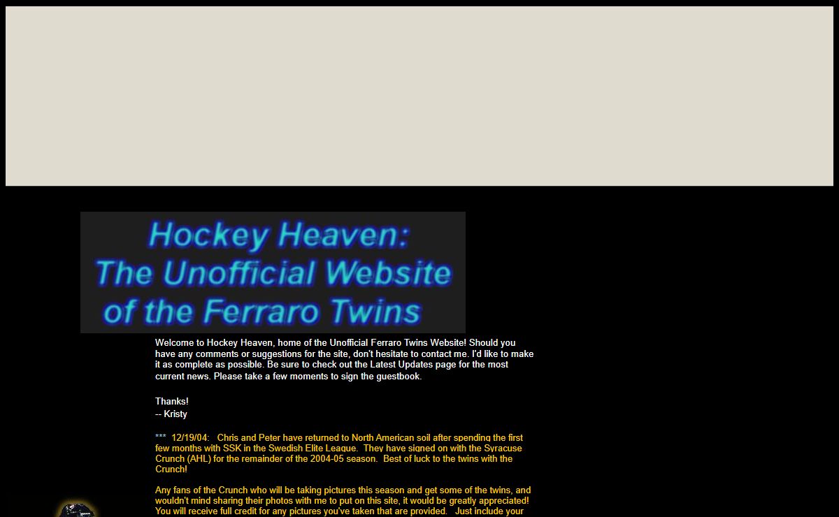 Hockey Heaven: The Unofficial Peter Ferraro Website