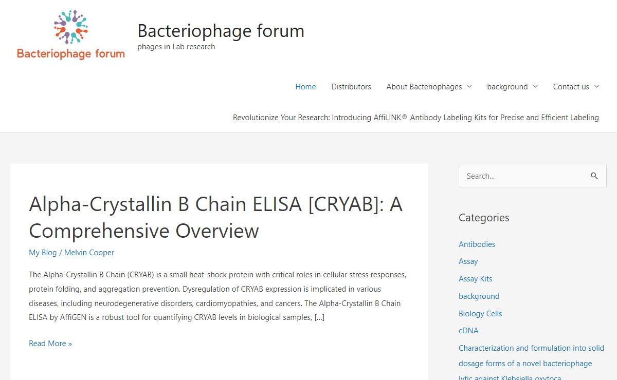 Bacteriophage forum – phages in Lab research