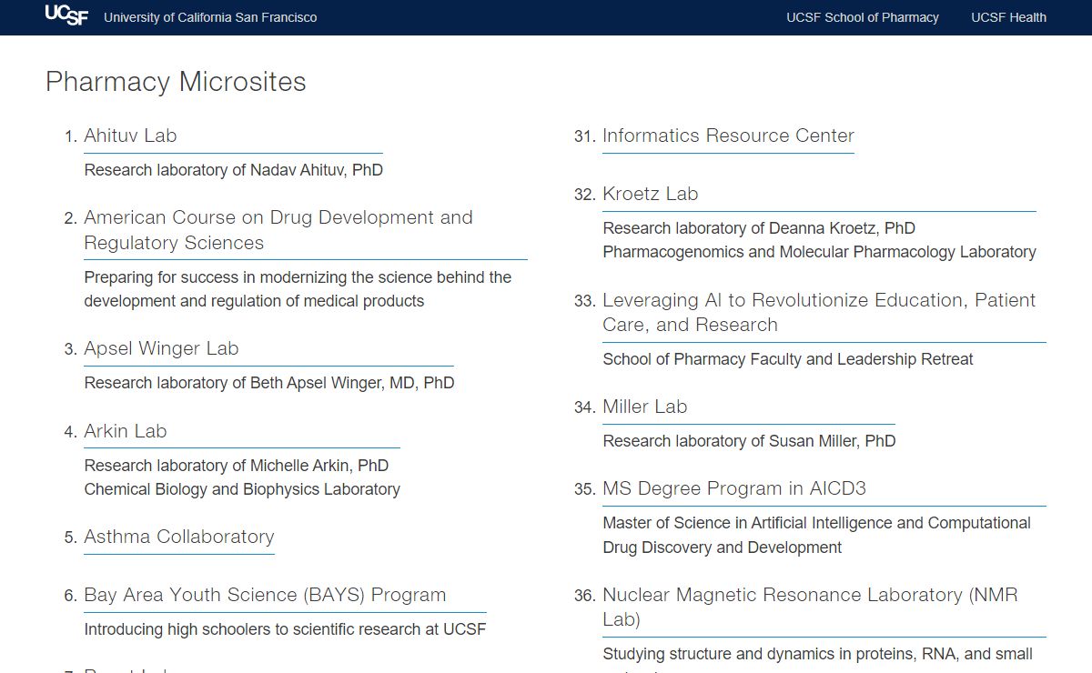 UCSF School of Pharmacy Microsites