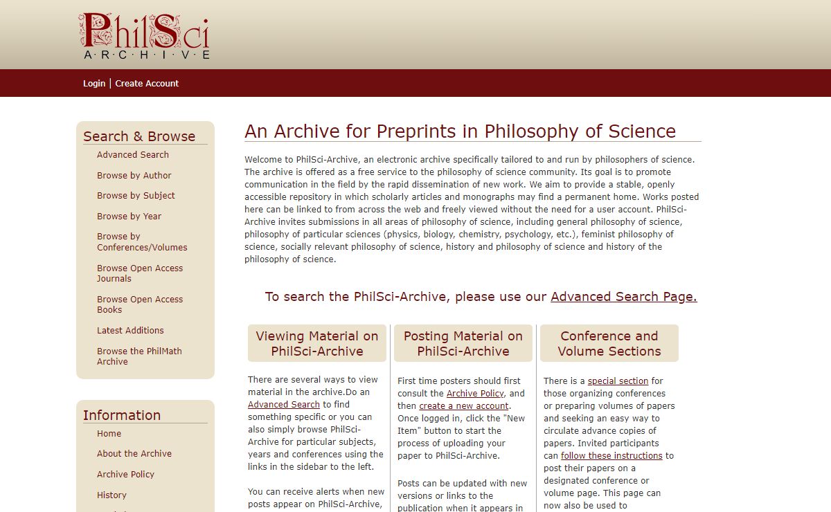 An Archive for Preprints in Philosophy of Science - PhilSci-Archive