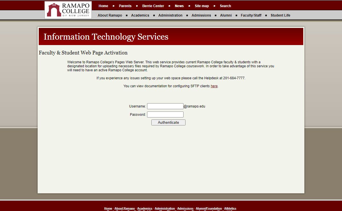 Faculty & Student Web Page Activation - Information Technology Services