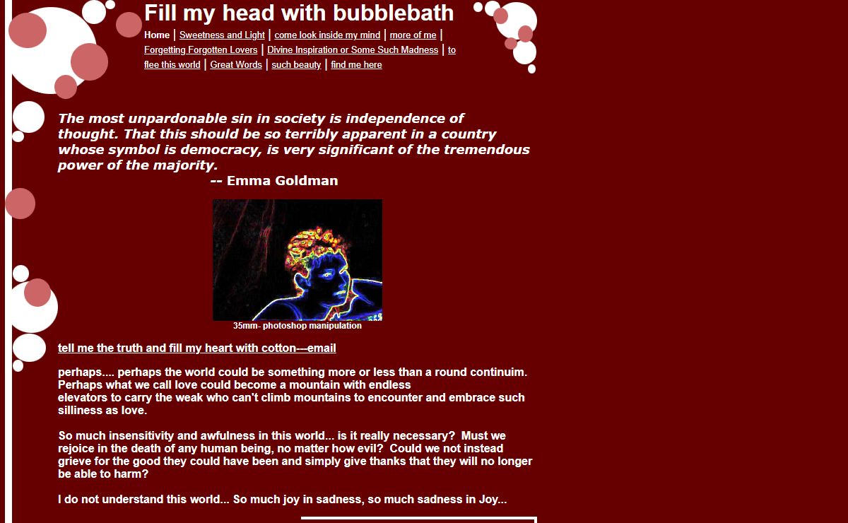 Fill my head with bubblebath