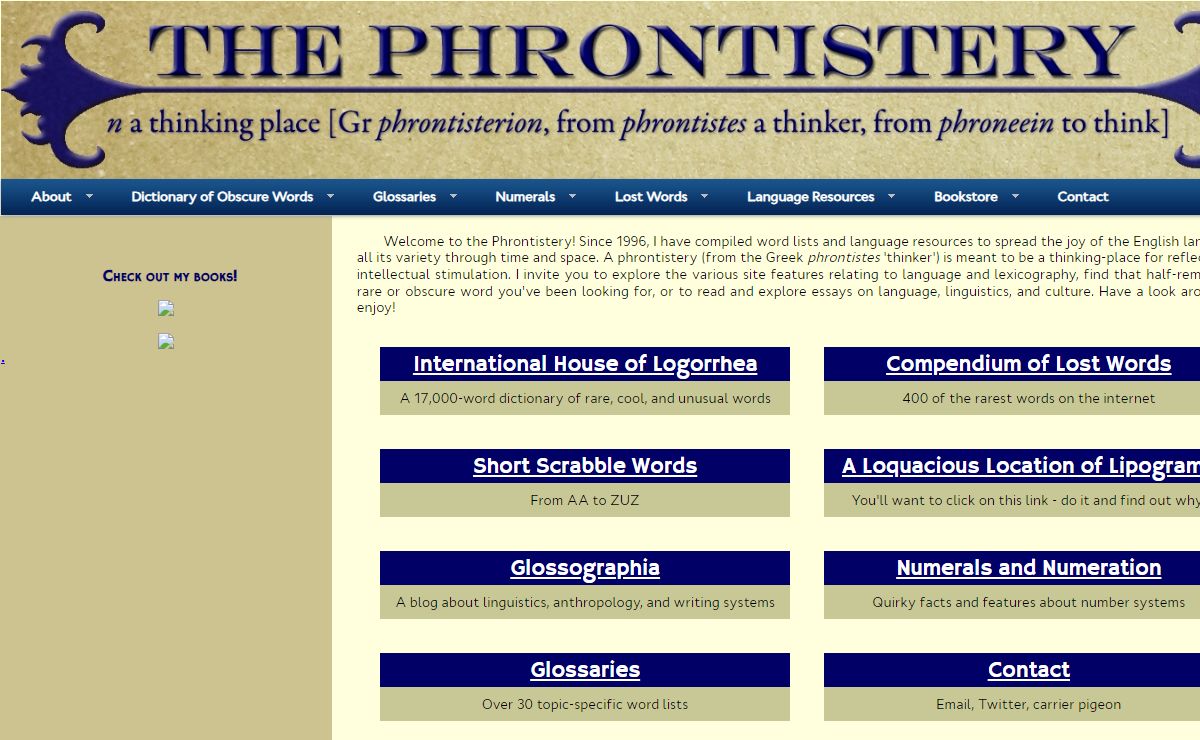 The Phrontistery: Obscure Words and Vocabulary Resources