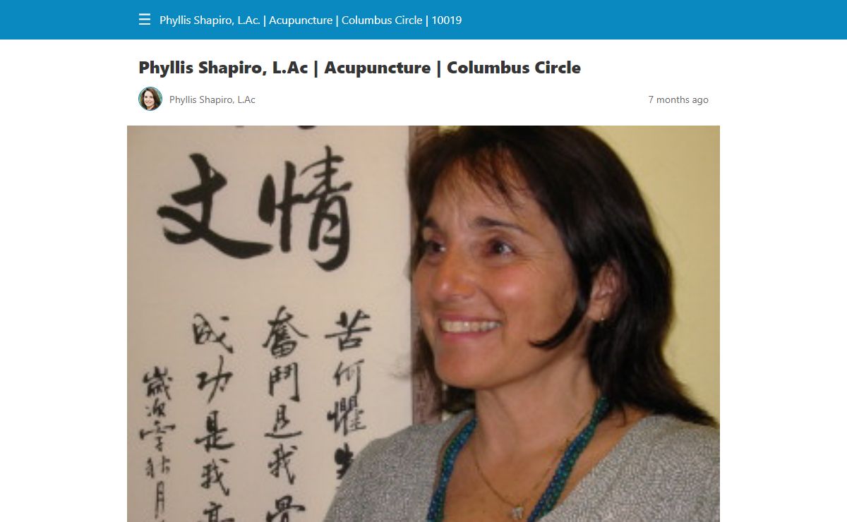 Phyllis Shapiro, L.Ac | Acupuncture | Columbus Circle | Phyllis Shapiro, L.Ac